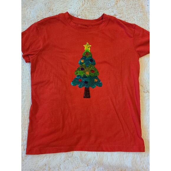 Cat & Jack Red Sequin Christmas Tree T-Shirt size Large 10/12 - Picture 1 of 3